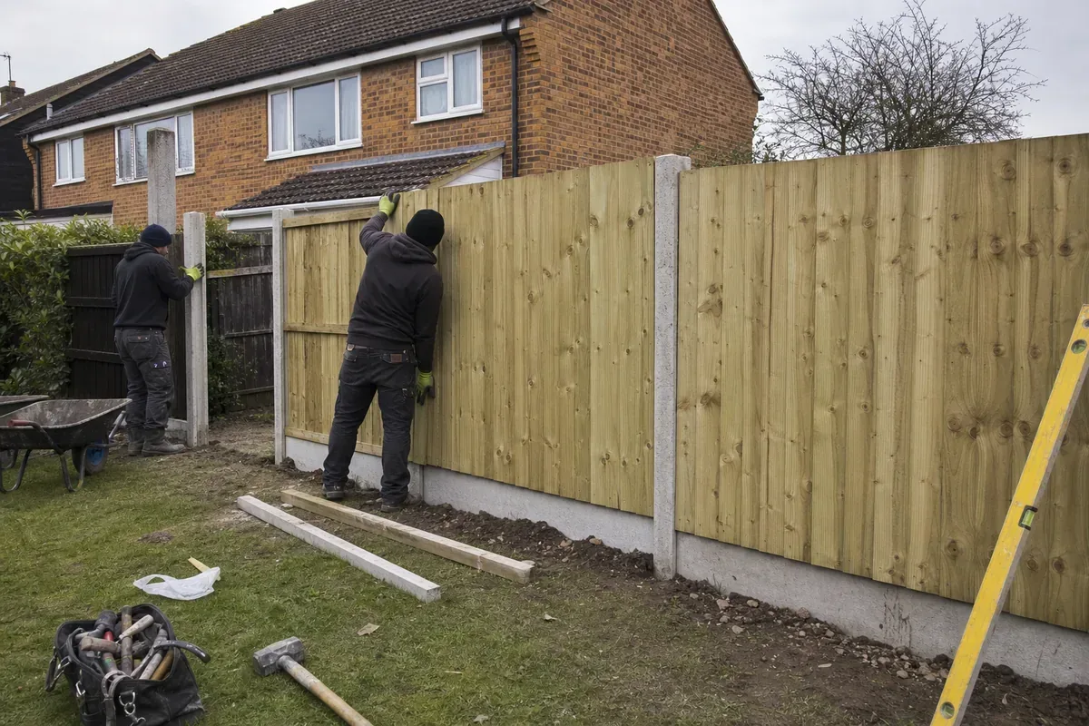 Fence installation work at an Oldham property